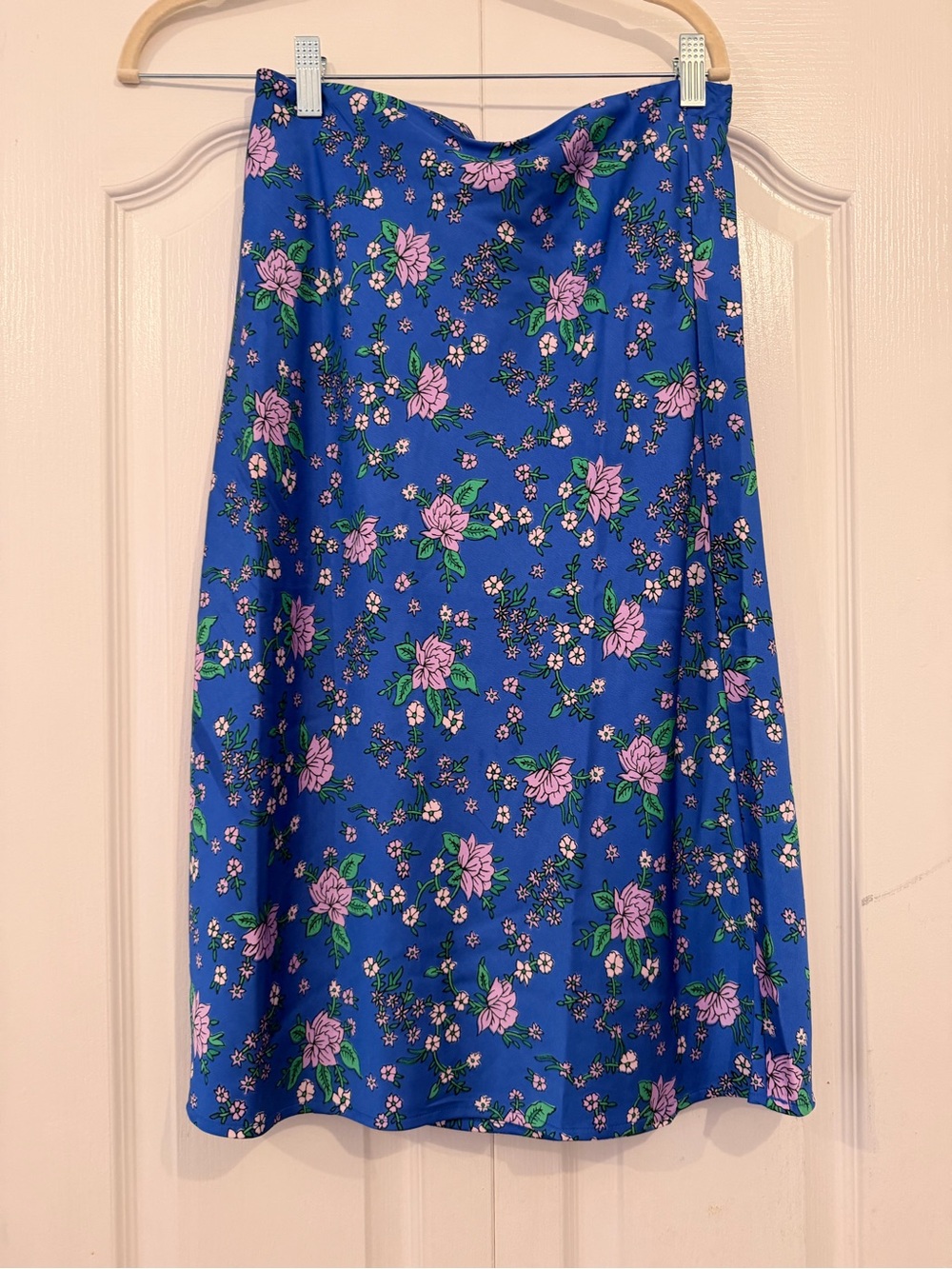 J. Crew factory blue Floral Skirt petite small A Line Midi Lightweight